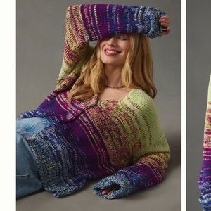 525 America at Anthropologie Gradient Knit Cardigan Sweater size S (oversized)